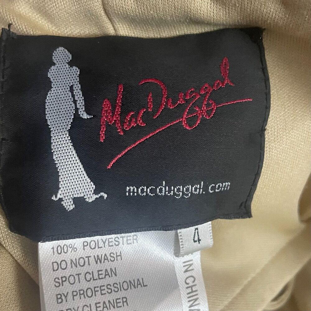 Mac Duggal Gold Beaded Sequin Strapless Mini Dress Size 4 Prom Cocktail Formal - Picture 2 of 9